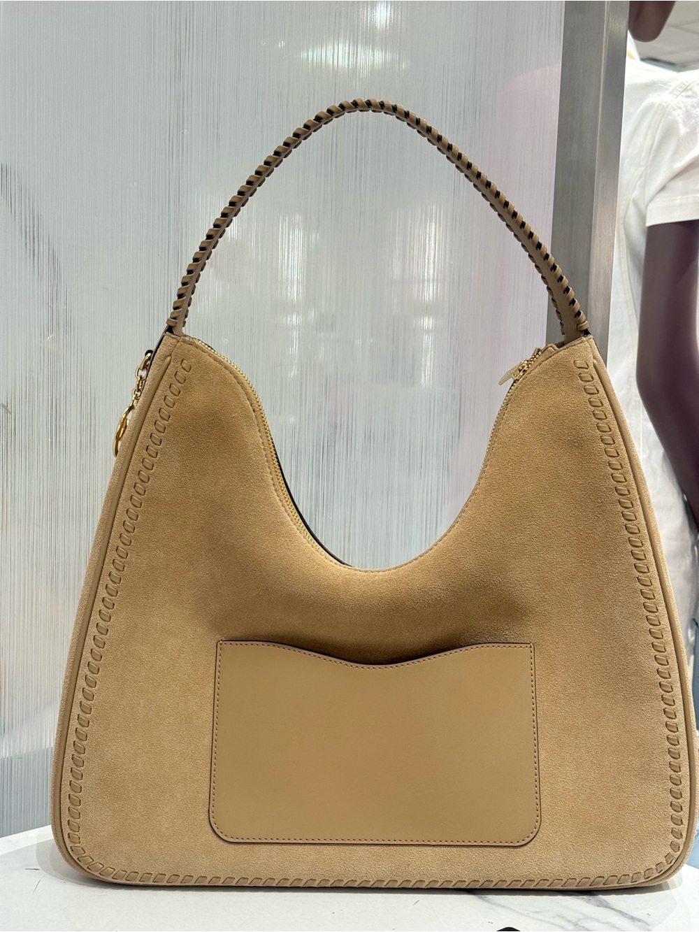 MICHAEL KORS Nayla Medium Suede Hobo Shoulder Bag camel NWT - Picture 5 of 12